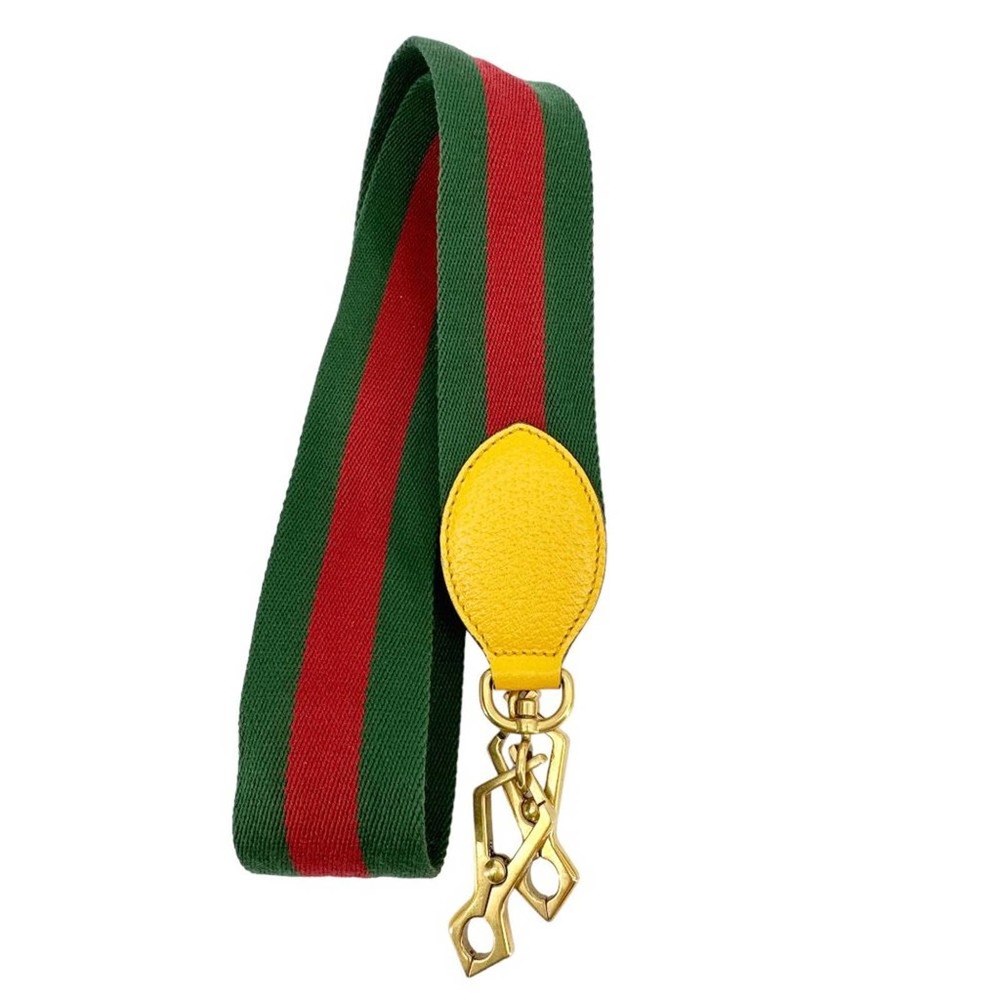 Gucci Beige GG Supreme Crossbody Bag with Green-Red Strap and Yellow Trim - Picture 6 of 14